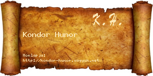 Kondor Hunor névjegykártya